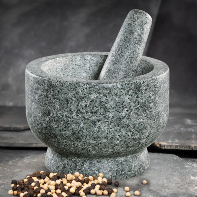 Granit-Mörser & Stößel Cilio Goliath, 5,5 kg, schwarz-grau