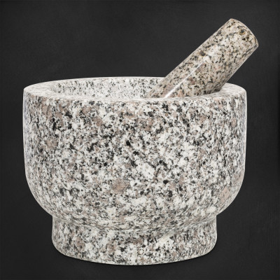 Granit-Mörser & Stößel Atlas, 5,5 kg, weiß-grau