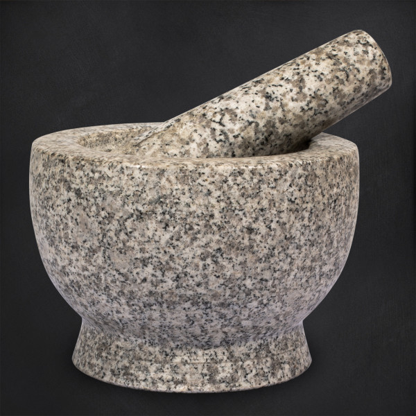 Granit-Mörser &amp; Stößel Salomon, 2,4 kg, weiß-grau