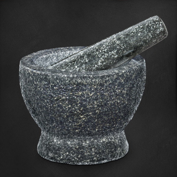 Granit-Mörser &amp; Stößel David, 2,6 kg, schwarz-grau