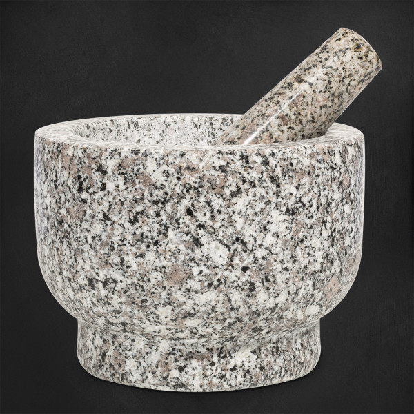 Granit-Mörser &amp; Stößel Atlas, 5,5 kg, weiß-grau