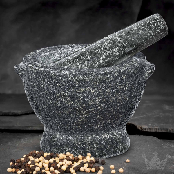 Granit-Mörser &amp; Stößel Cilio Goliath, 5,5 kg, schwarz-grau